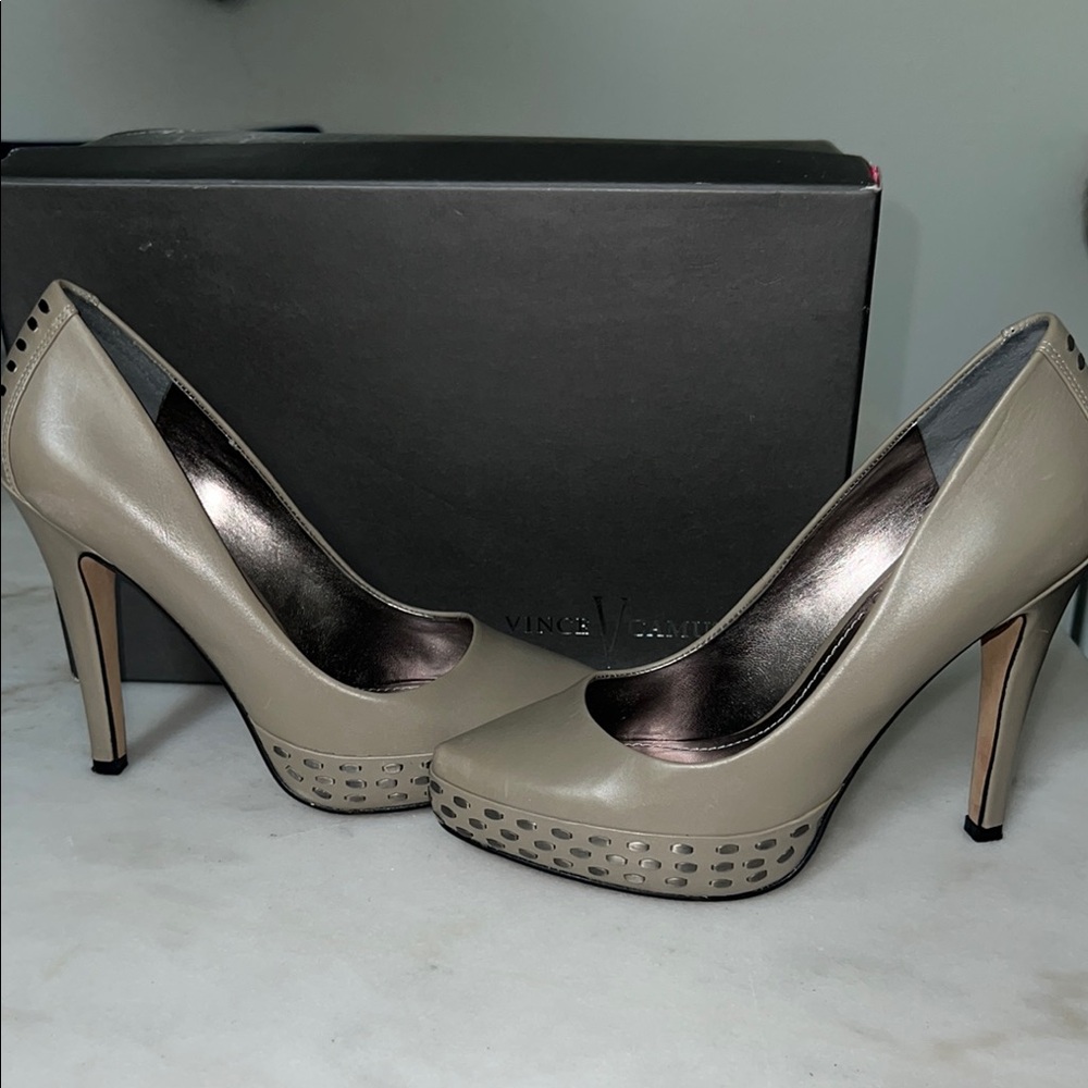 Vince Camuto Tan Heels with Stiletto and Pointed Toe